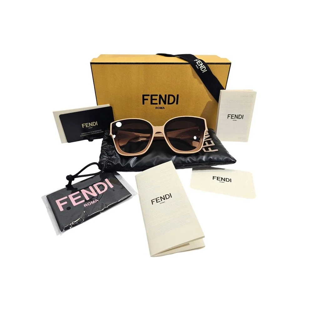 Fendi FF 0451/S Sunglasses Women Beige Brown Gradient Oversized Square Butterfly